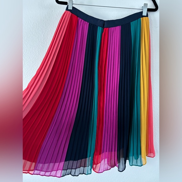J. Crew Sunburst Pleated Midi Skirt in Rainbow Colorblock - Size 6 New With Tag - Picture 9 of 12